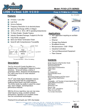 FVXO-LC73BR Datasheet PDF Fox Electronics