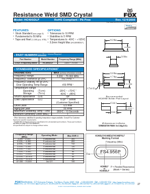 278LF-7.000MHZ-BBF10010 Datasheet PDF Fox Electronics