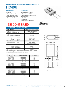 HC49U Datasheet PDF Fox Electronics