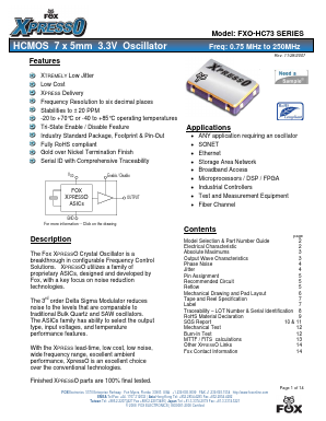 FXO-HC730-106.25 Datasheet PDF Fox Electronics