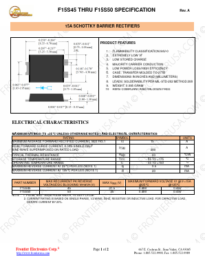 F15S45-THRU-F15S50 Datasheet PDF Frontier Electronics.