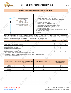1N4935G Datasheet PDF Frontier Electronics.