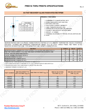 FR604G Datasheet PDF Frontier Electronics.