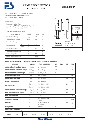 MJE13003P Datasheet PDF First Silicon Co., Ltd