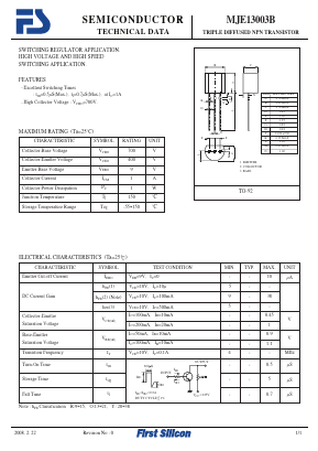MJE13003B Datasheet PDF First Silicon Co., Ltd