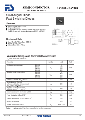 BAV103 Datasheet PDF First Silicon Co., Ltd