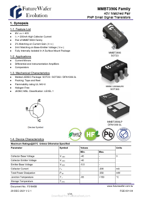 MMBT3906LP Datasheet PDF FutureWafer Tech Co.,Ltd