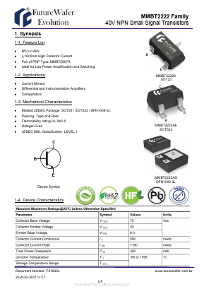 MMBT2222AE Datasheet PDF FutureWafer Tech Co.,Ltd