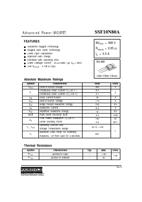 SSF10N80A Datasheet PDF Fairchild Semiconductor