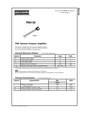 PN5138 Datasheet PDF Fairchild Semiconductor