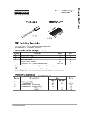 TN3467A Datasheet PDF Fairchild Semiconductor