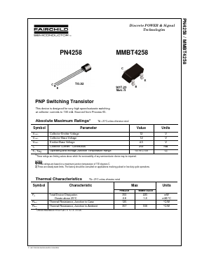 PN4258 Datasheet PDF Fairchild Semiconductor