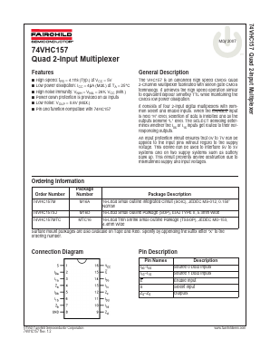 74VHC157M Datasheet PDF Fairchild Semiconductor
