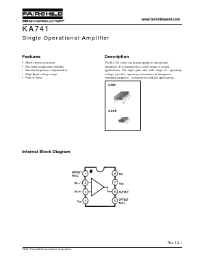 KA741_01 Datasheet PDF Fairchild Semiconductor