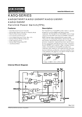 KA5Q1265RFTU Datasheet PDF Fairchild Semiconductor