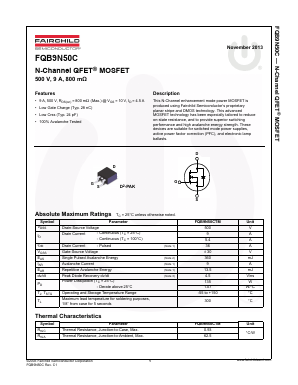 FQB9N50CTM Datasheet PDF Fairchild Semiconductor