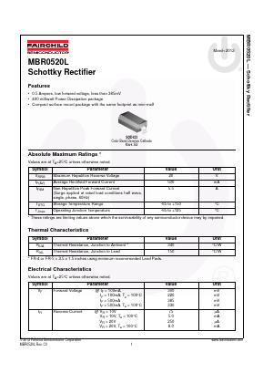 MBR0520L Datasheet PDF Fairchild Semiconductor