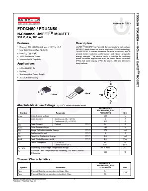 FDD6N50S Datasheet PDF Fairchild Semiconductor