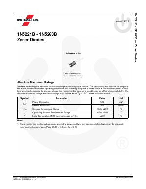 1N5231BTR Datasheet PDF Fairchild Semiconductor