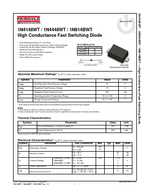 1N4448WT Datasheet PDF Fairchild Semiconductor
