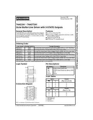 74AC241MTC Datasheet PDF Fairchild Semiconductor