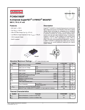 FCH041N60F Datasheet PDF Fairchild Semiconductor