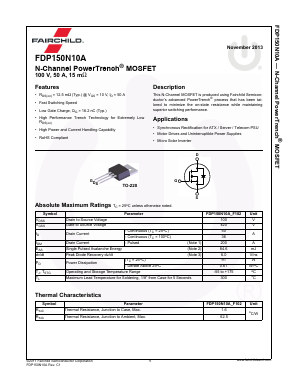 FDP150N10A_F102 Datasheet PDF Fairchild Semiconductor