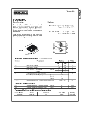 FDS9934C Datasheet PDF Fairchild Semiconductor