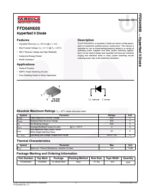 FFD04H60S Datasheet PDF Fairchild Semiconductor