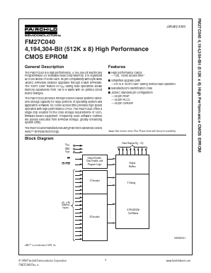FM27C040QE90 Datasheet PDF Fairchild Semiconductor