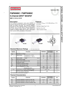 FQP6N80C Datasheet PDF Fairchild Semiconductor