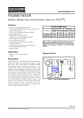 FSDM07652R Datasheet PDF Fairchild Semiconductor