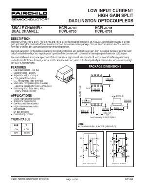 HCPL-0730R1 Datasheet PDF Fairchild Semiconductor