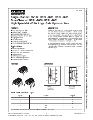 6N137 Datasheet PDF Fairchild Semiconductor