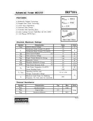 IRF710A Datasheet PDF Fairchild Semiconductor