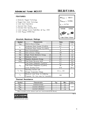IRLU110A Datasheet PDF Fairchild Semiconductor
