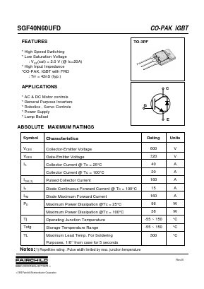 SGF40N60 Datasheet PDF Fairchild Semiconductor