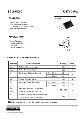 G60N90D Datasheet PDF Fairchild Semiconductor