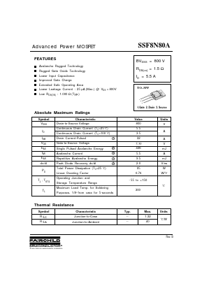 SSF8N80A Datasheet PDF Fairchild Semiconductor