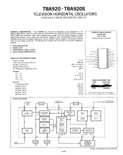 TBA920S Datasheet PDF Fairchild Semiconductor