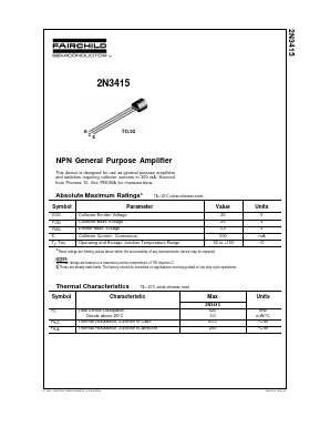 2N3415 Datasheet PDF Fairchild Semiconductor