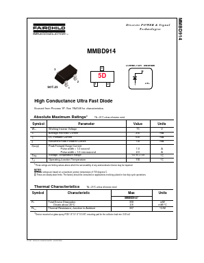 MMBD914 Datasheet PDF Fairchild Semiconductor