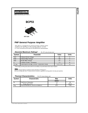 BCP53 Datasheet PDF Fairchild Semiconductor