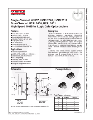 6N137WM Datasheet PDF Fairchild Semiconductor