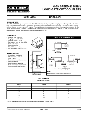 HCPL-0600 Datasheet PDF Fairchild Semiconductor
