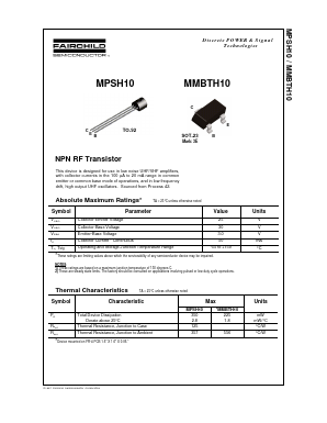 MMBTH10 Datasheet PDF Fairchild Semiconductor