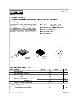 FDB6030L Datasheet PDF Fairchild Semiconductor