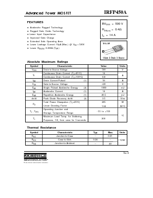 IRFP450A Datasheet PDF Fairchild Semiconductor