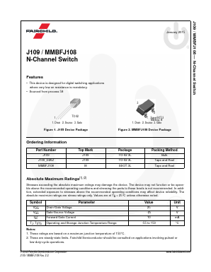 J109_15 Datasheet PDF Fairchild Semiconductor