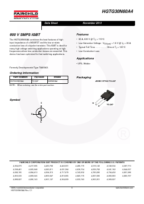 G30N60A4 Datasheet PDF Fairchild Semiconductor